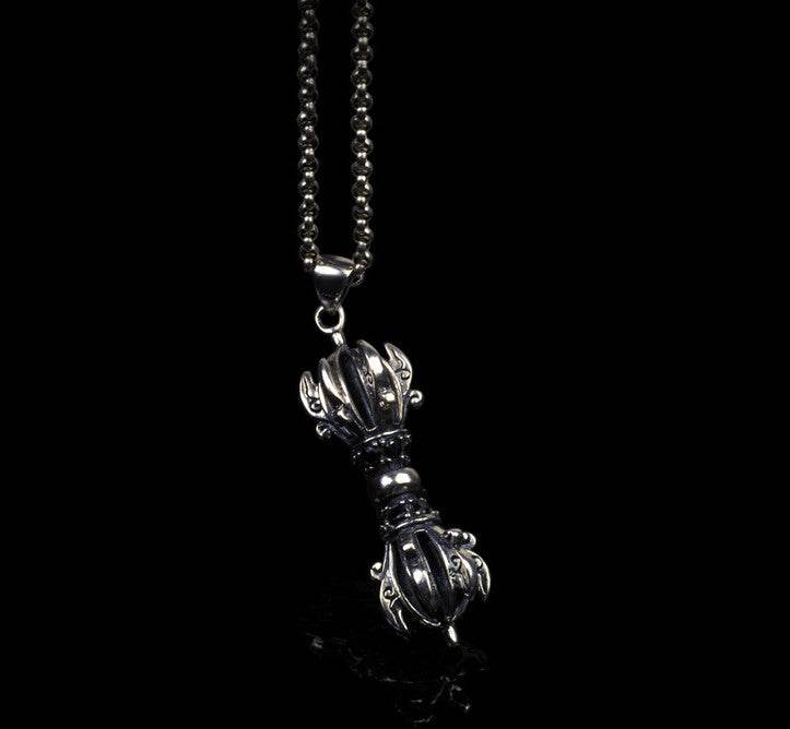 Men's vintage sterling silver pendant & necklace - MOWTE
