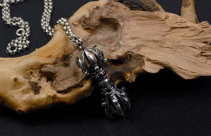 Men's vintage sterling silver pendant & necklace - MOWTE