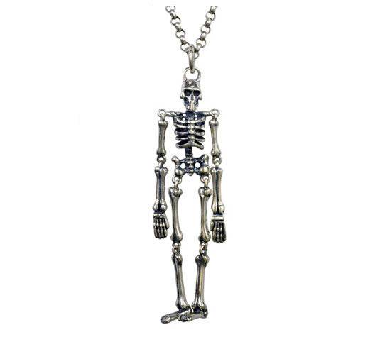Men's personality sterling silver skeleton pendant & necklace - MOWTE