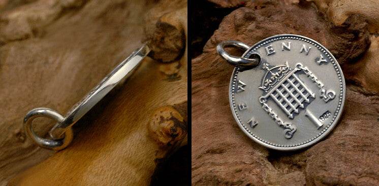Men's sterling silver coin pendant & necklace - MOWTE