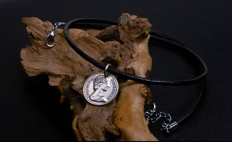 Men's sterling silver coin pendant & necklace - MOWTE