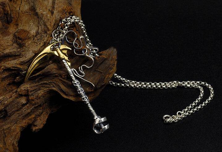 Men's unique sterling silver skeleton pendant & necklace - MOWTE